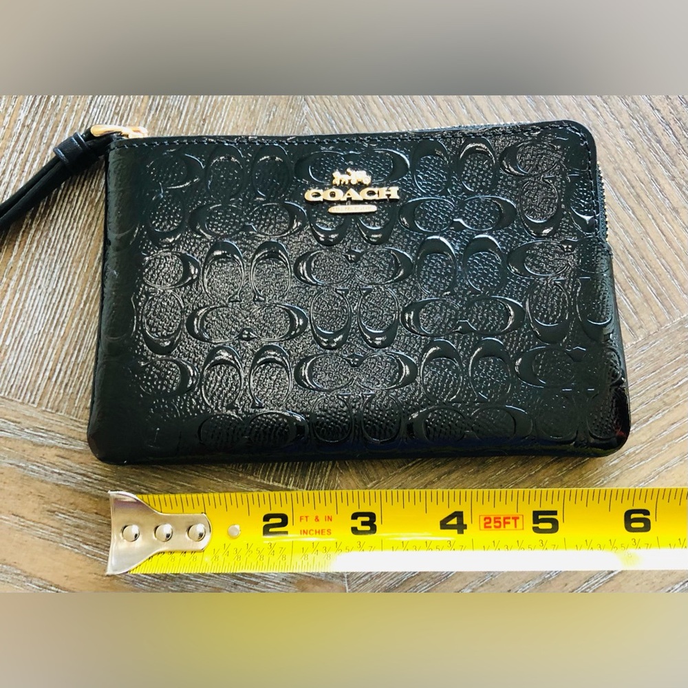 Coach  Embossed Patent Leather Black Wristlet - Picture 7 of 7